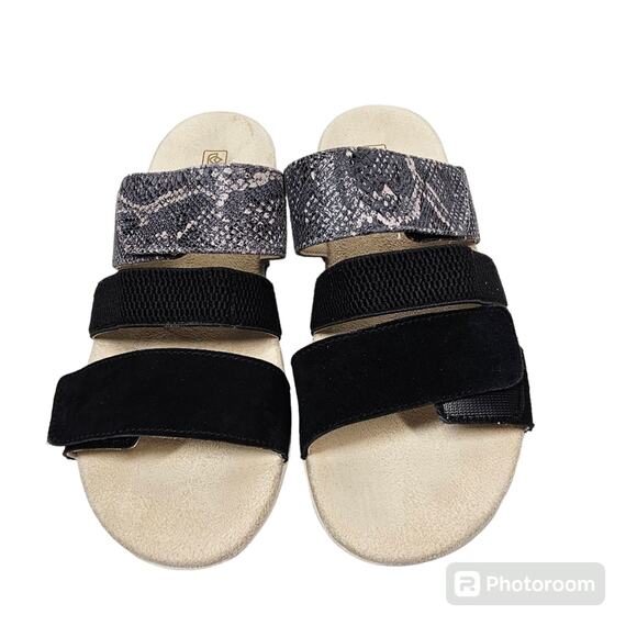 Spenco Women's Black Snake Tessa Orthotic Adjustable Strap Leather Sandal Size 8 - Picture 2 of 9